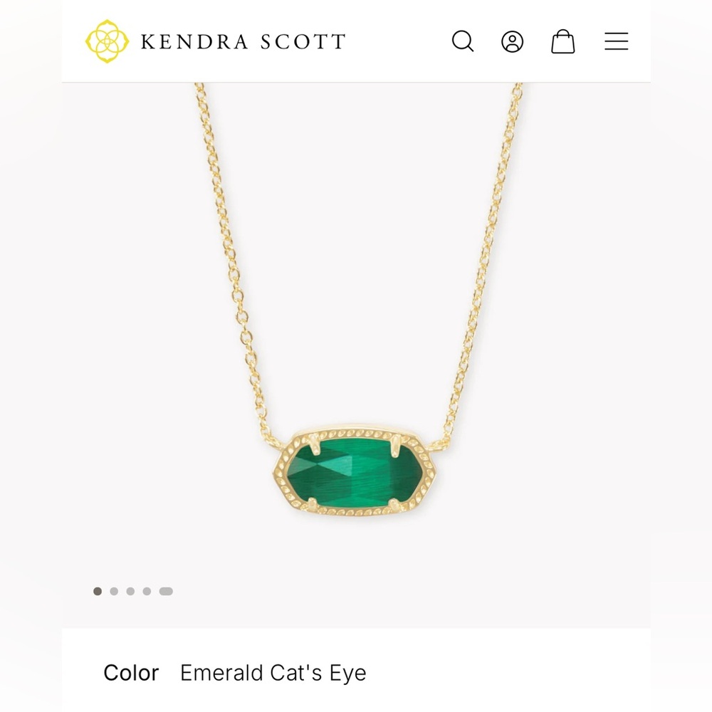 Kendra Scott Elisa Gold Pendant Necklace | Emerald Cat’s Eye | 15”- 17”